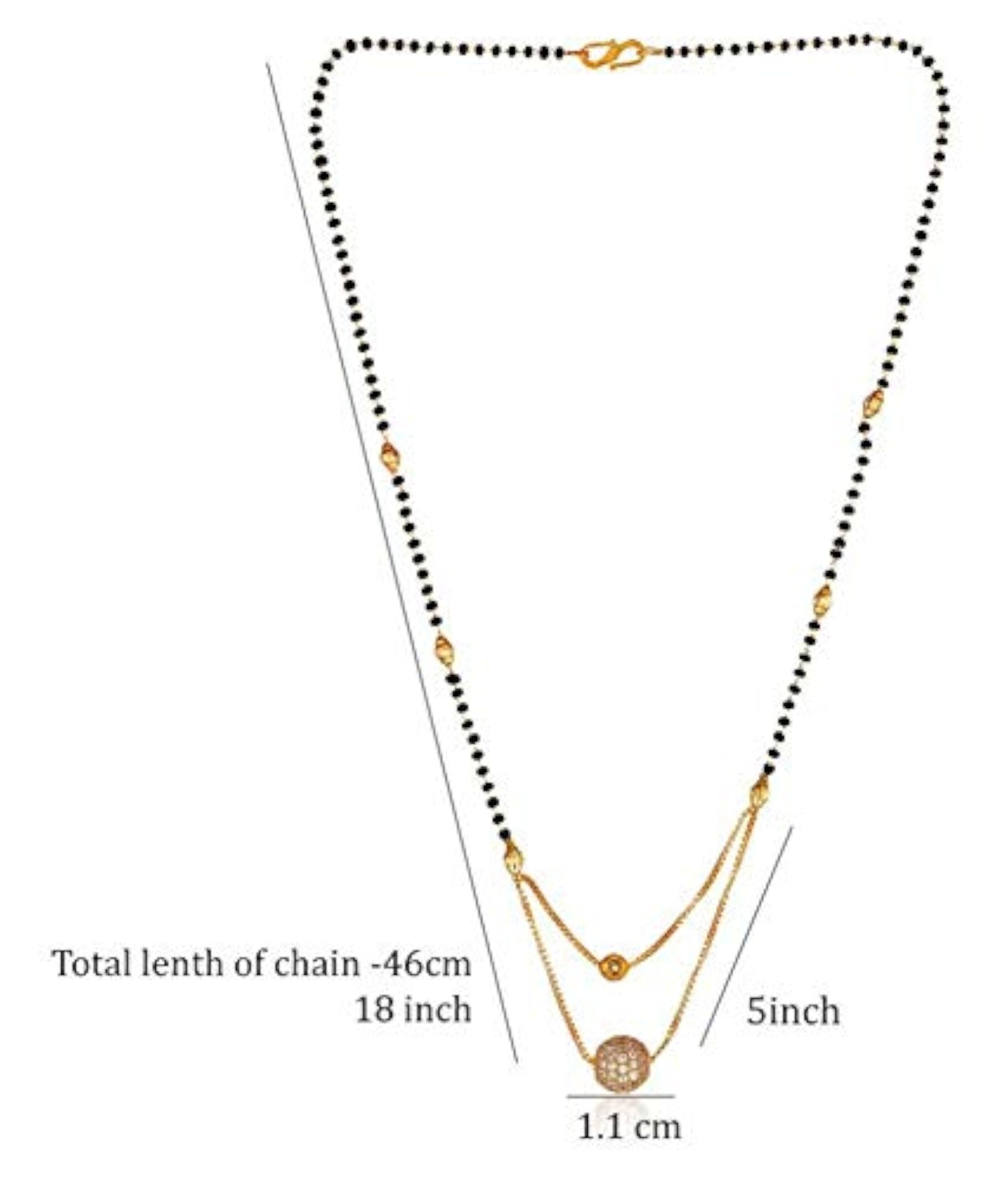 Women's Gold Double Ball Mangalsutra, Traditional Design