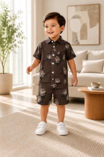 Image of Boys Shirt & Shorts Co-ord Set Kids Regular Wear Clothes Outfit