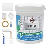 NetLea Tub and Tile Refinishing Kit,Water Based&Low Odor Bathtub Paint White,Bathroom Tile Paint kit with Tools easy to Use,for Bathroom Kitchen Porcelain Fiberglass 50-55sq.ft (35OZ, Fl Oz, 35)