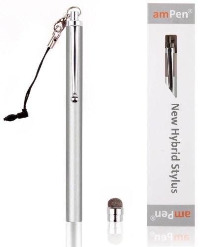 amPen Hybrid Stylus Pen - Interchangeable Hybrid Tip Touchscreen Stylus (Silver)