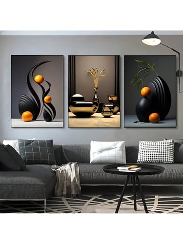 Peintures murales de sculptures dimensionnelles decoration triptyque abstrait