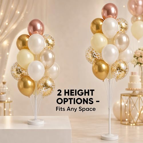 Image of Balloon Column Stand Kit with Balloons, Base and Pole, Balloon Column Kit for Floor or Table Backdrop Decoration for Party Wedding Baby Shower Birthday Graduation (Rose Gold Metallic)
