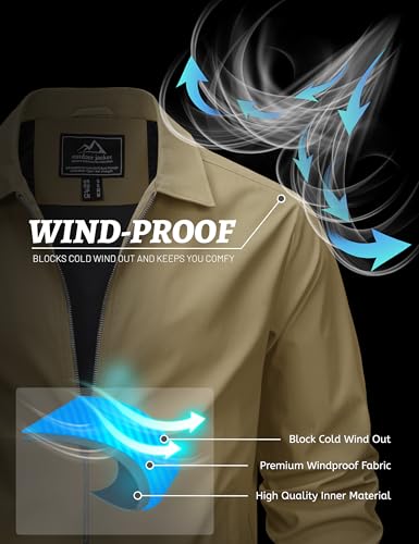Image of MAGCOMSEN Men's Lightweight Jackets Full Zip Up Laydown Collar Jacket Light Work Windbreaker with Zip Pockets