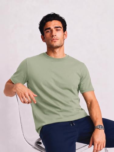 Image of Van Heusen Men's Crew Neck T-Shirt - Soft & Breathable Cotton | Regular Fit | Comfortable Everyday Casual Wear | Short Sleeves | Summer Favorite |Solid Colors | Style 60052|Available in Pack of 1 & 2