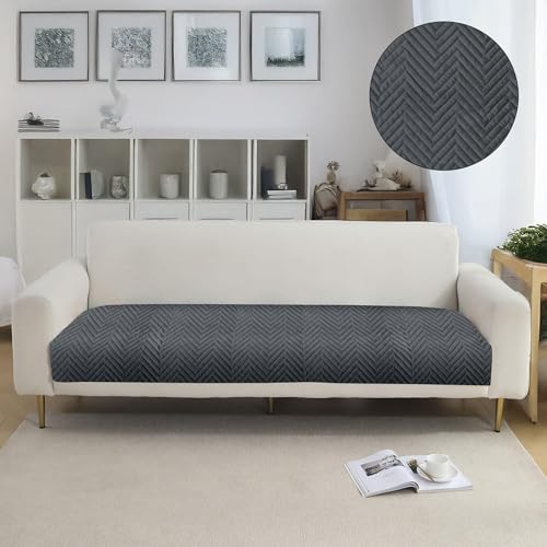 Image of Amazon Basics - Velvet Quilted Make Your Own Sofa Cover | 3 Seater | Multi-Layered Fabric | 180cm x 70cm | 350 GSM | Color - Light Grey