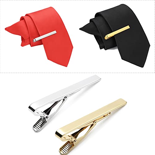 Image of DEYACE Clip on Ties for Men, 2 Pcs Black Tie & Clips Set, 20 Inches Premium Solid Color Ties