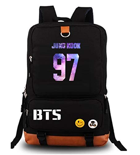 AUGYUESS KPOP Bangtan Boys BTS Mochila Suga Jimin Jung Kook Escolar Daypack Bookbag Bolsa