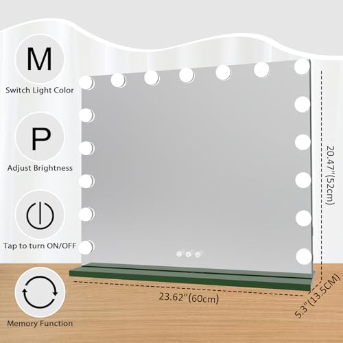 Espejo de maquillaje con luces HOMPEN verde 23.6 x 19.7 in miniatura 2