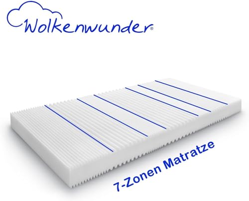Wolkenwunder Wellflex MultiPlus 7-Zonen-Schaum-Matratze 90x200 cm mittel 14,5 cm Gesamthöhe I Bezug...