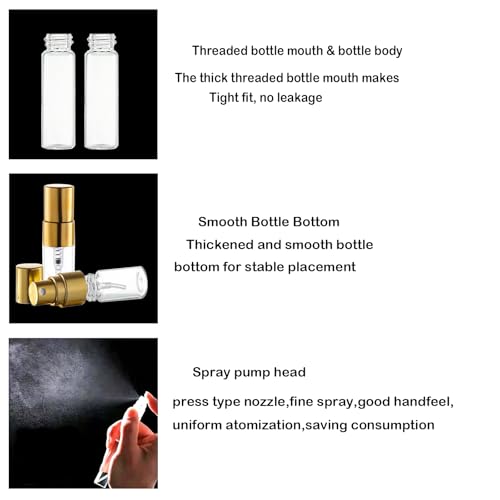 20 Pcs 3ml Clear Glass Mini Spray Bottle，Empty Sample Bottle Fine Mist Spray Bottles for Perfume, Travel Refillable Bottle (Clear, 3ml)4