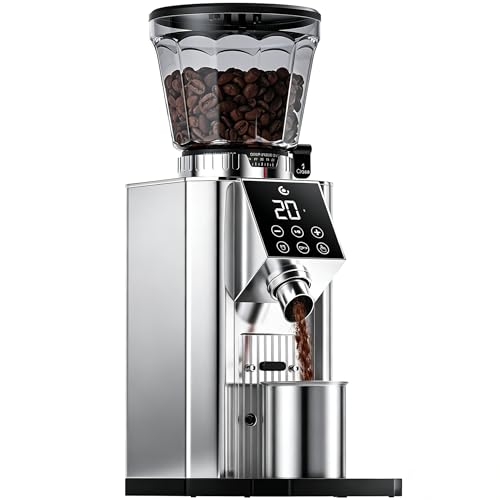 Image of AMZCHEF Burr Coffee Grinder with 45 Settings, Anti-Static, Ice Silver