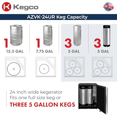 Image of Kegco 24 inch Wide Dual Tap Stainless Steel Built-In Right Hinge Kegerator with Dispense Kit