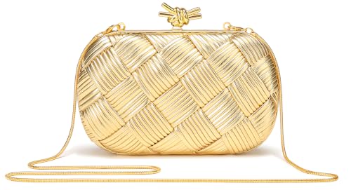 Image of Clutch Purses for Women, Vegan Leather Evening Handbag with Gold Chain