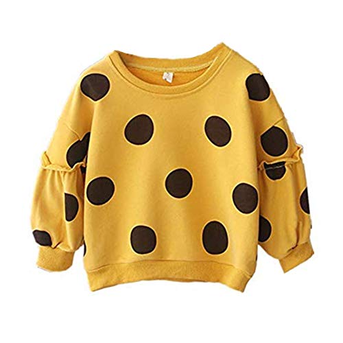 Toddler Baby Girl Polka Dots Sweater Kid Long Sleeve Warm Spring Fall Winter Pullover Tops Hoodies Sweatshirt Outfits (Dots Yellow, 3-4T)
