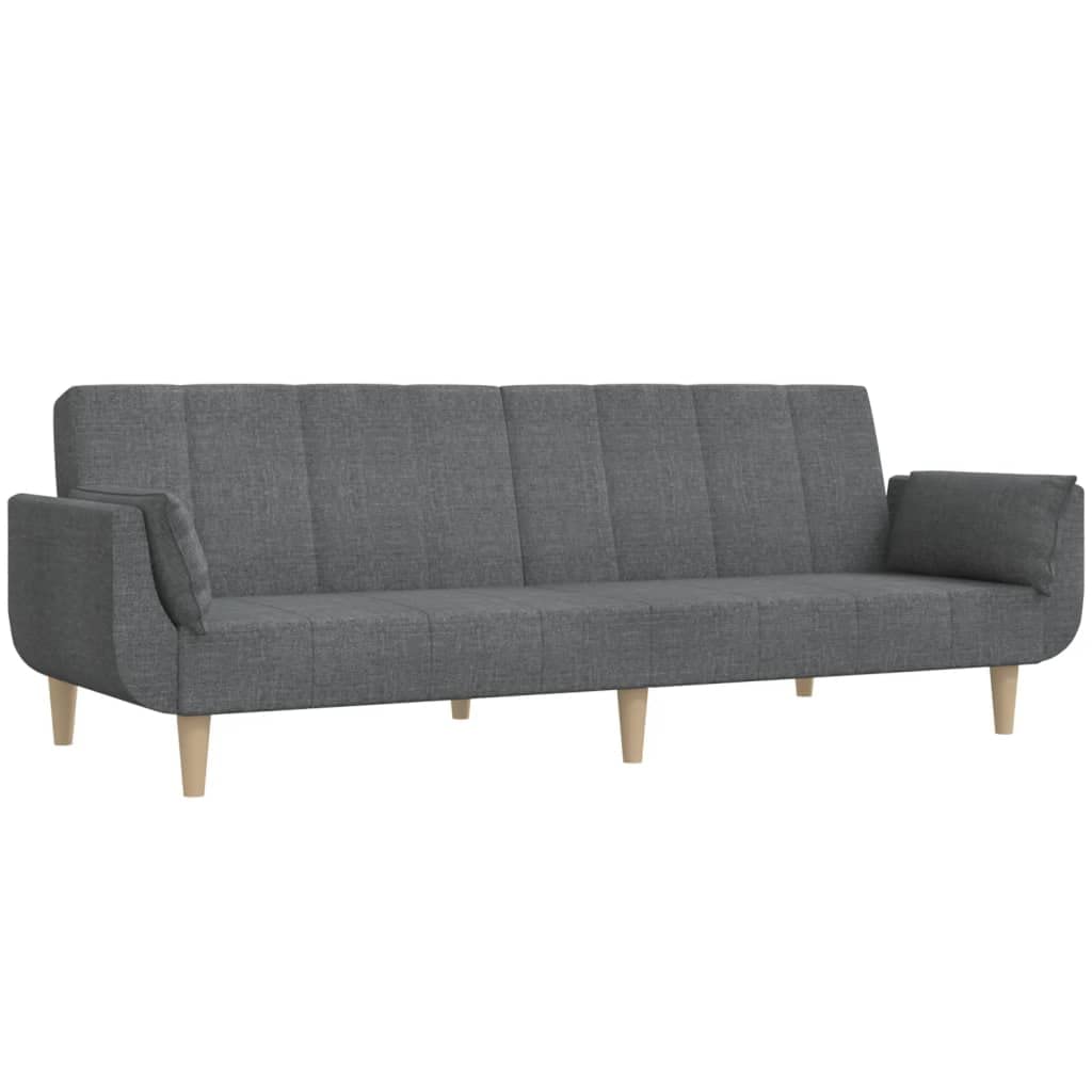Sofá cama de 2 plazas con 2 cojines, color gris claro, sofá