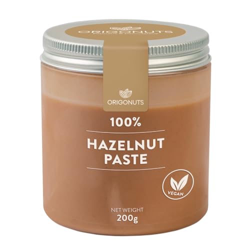 ORIGONUTS Haselnusspaste 100% Haselnuss Creme Haselnussmus Eispaste - Perfekt als Beilage zu Desserts Enthält keine Zusätzlichen Zutaten Geschmack durch Rösten - 200g