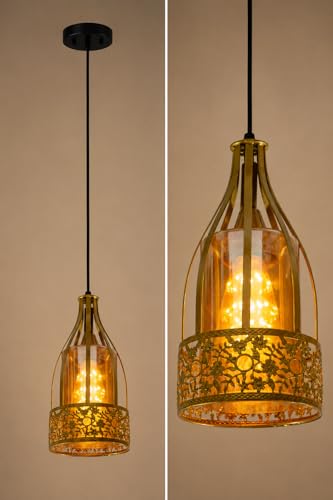 Image of Modern Moroccan Design Bottle Shaped Pendant Lamp | Hanging Lamp for Living Room| Ceiling Lamp for Bedroom, Kitchen, Balcony, Restaurant /Cafe(Bulb Not Included)