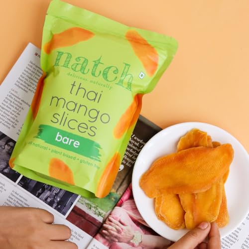 Image of Natch Dried Thai Mango Slices, Healthy Snakcs 100% All Natural, Vegan, Gluten Free, No Artificial Preservatives, Trans Fat Free, Rich in Antioxidants, Bare Flavour, 150gm each (Pack of 2)