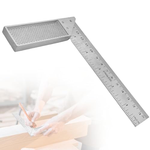 Équerre De Menuisier Multifonction En Acier Inoxydable 150mm – Équerre 90° Avec Butée Et Règle Graduée Pour Mesure Précise, Règle Graduée Métal Travail Du Bois, Atelier, Mécanique Et Bricolage