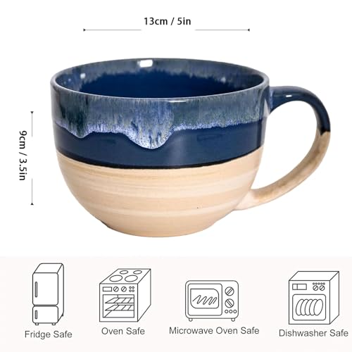 hengshukeji Large 24 OZ/700ml Ceramic Coffee Mugs,Soup Bowls with Handles,Extra Big Jumbo Tea Cup Mug for Office and Home - Image 2