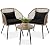 Best Choice Products 3-Piece Outdoor Wicker Bistro Set, Patio Dining Conversation Furniture for Backyard, Balcony, Porch w/Diamond Weave Design, Tempered Glass Side Table, 2 Chairs - Black