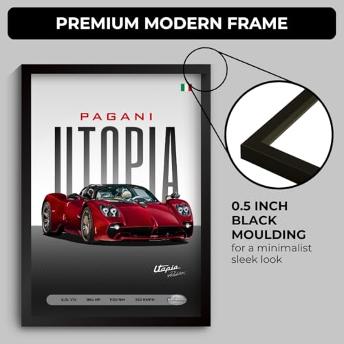 Image of Funk You Store Pagani Utopia Poster | Framed Pagani A4 Sized (31 x 23 cm) | Utopia Car Poster for Wall, Gift for Boys, Hypercar Frames | Car Posters for Wall, Bedroom, Hostel, Study Area, Hostel