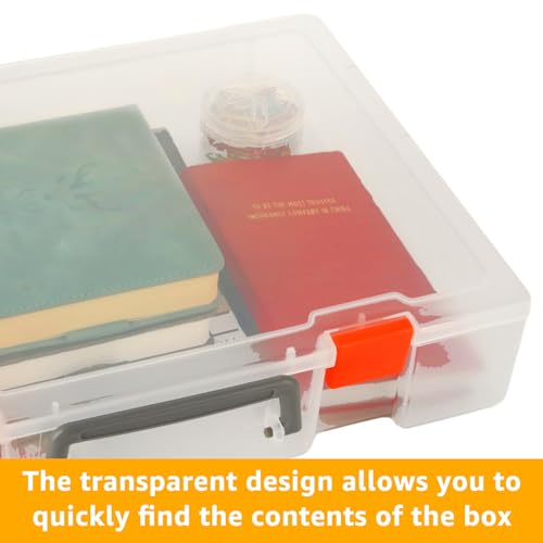 Image of 2 Pcs Craft Storage Box, 1-Compartment Clear Craft Organizer Box with Buckle Lid, Plastic Storage Case for Small Item Storage