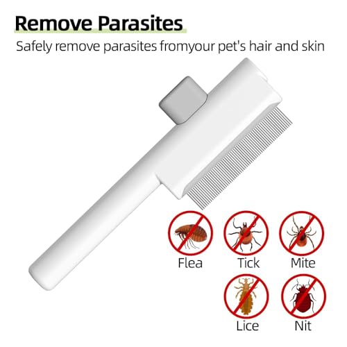 Image of Marchul 2 Pack Self-Cleaning Pet Grooming Comb Set, Cat & Dog Flea Brush with One-Click Release Button, Stainless Steel Round Teeth Comb for Removing Tangles, Loose Fur and Shed Hair, White