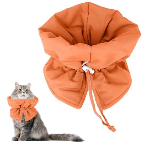 Image of BOXOB Cat Cone Collar, Adjustable Pet Recovery Collar (Orange) | Adjustable Recovery Collar Lightweight Waterproof & Soft Cat Recovery Suit Avoid Licking Wounds for Cats & Dogs