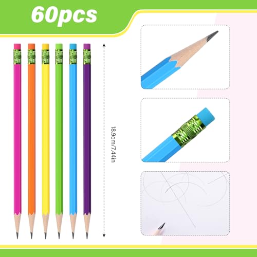 Tecunite TECUNITE-PENCILS-ASGDUAH7985 60 Pcs Hb Pencils #2 Unsharpened Wood Cased Pencils thumb #2