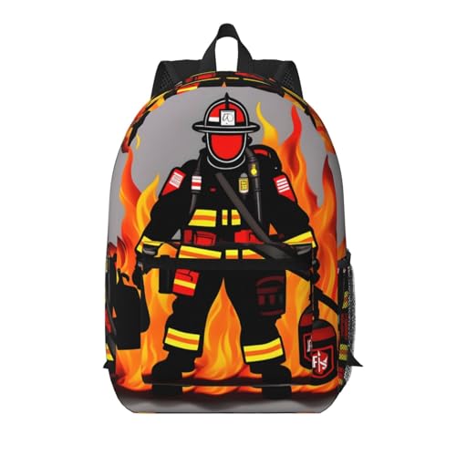 Sac à dos d'école léger EdWal avec poche frontale et motif pompier