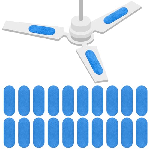 Image of Tuanse 20 Pack Ceiling Fan Filters for Blades, Activated Coconut Activated Zeolite Ceiling Fan Air Filter, Stick Air Filter Purifiers for Common Household Contaminants (Blue)