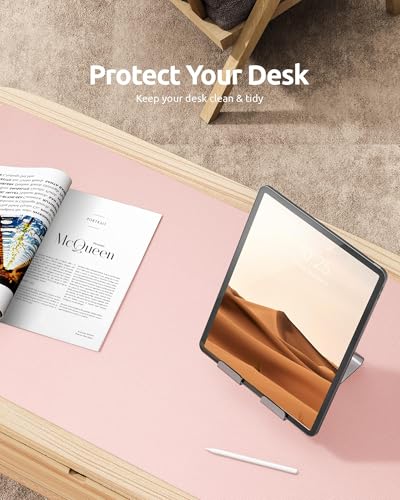 Image of OIVO INDIA PU Vegan Leather Mouse Pad, Non-Slip, Anti-Skid, Reversible use, Single Color, Splash-Proof Suitable for Gaming, Computer, Laptop, Home & Office (60cm X 30cm Apricot Pink)