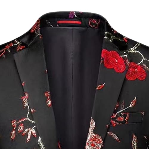 Mens 2 Piece Floral Dress Suit Regular Fit Tuxedo 1 Button Suits Dinner Party Tuxedo Jacket & Pants2