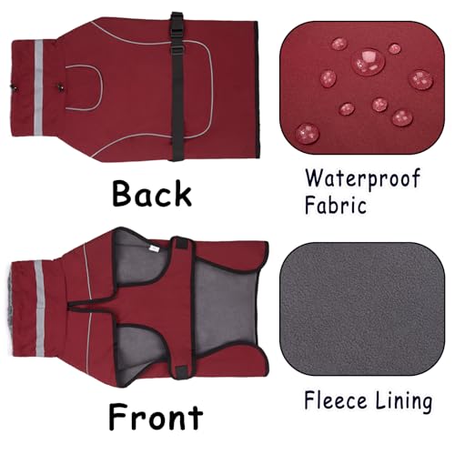 Axcimond Mantel Hund Wasserdicht Winter Hundemantel Warm Wasserdicht Hundejacke Fleece Hundepullover Hundemantel mit Fellkragen Reflektierend Winterjacke für Kleine Mittlere Große Hunde Regenmantel