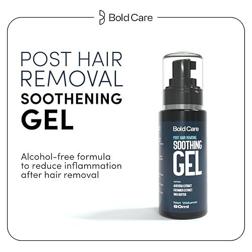 Image of Bold Care Post Hair Removal Soothing Gel for Men | Reduces ingrown hair & razor bumps | Soothes irritated skin | Contains Aloe Vera & Shea Butter | Use after shaving & hair removal (60 ml)