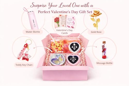 Image of Yadava Birthday Gift Set | Combo Set for Girlfriend for Wife | Includes Jewelry Set Golden Rose Love Bottle Keychain Cards and Water Bottle |