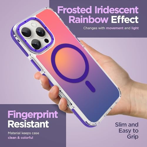 Image of Magnetic Case for iPhone 16 Pro Max [Compatible with Magsafe] [Cute Fashion Fluorescent Design] [1 Screen Protector] Slim Translucent Matte Cover for iPhone 16 Pro Max 6.9 inch 2024, Purple