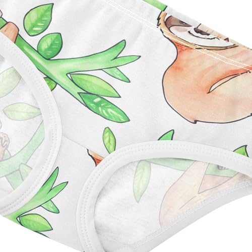 Cotton Toddler Underwear Floral Cute Sloths Green Branches Leaves Cute Panties Girl Cartoon Kids Briefs Undies 2t4