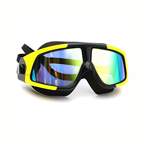 WeTest Premium Polarized Big Large Frame Swim Goggles, Swimming Goggles Anti Fog No Leaking with UV Protection and Clear Lens Wide-Vision for Men Women Adult Youth with Free Case,Nose Clip and Ear Plugs, Yellow-black