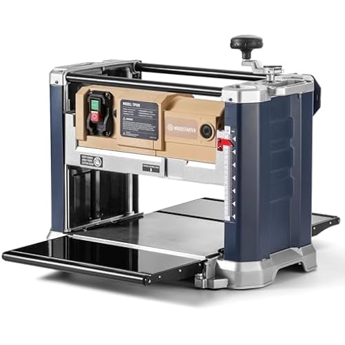 13-Inch Wood Planer, 15AMP 10000RPM Benchtop Planer, 2 HSS blades, 21FT/min planing speed, 0.25”-6.2'' cutting thickness, multi-size dust port, overload protection for woodworking