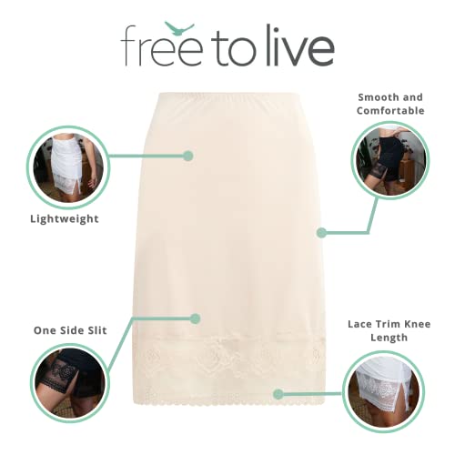 Free To Live 3 Pack Women's Half Slip With Floral Lace, Above The Knee Length Underskirt - Extender #TOP1