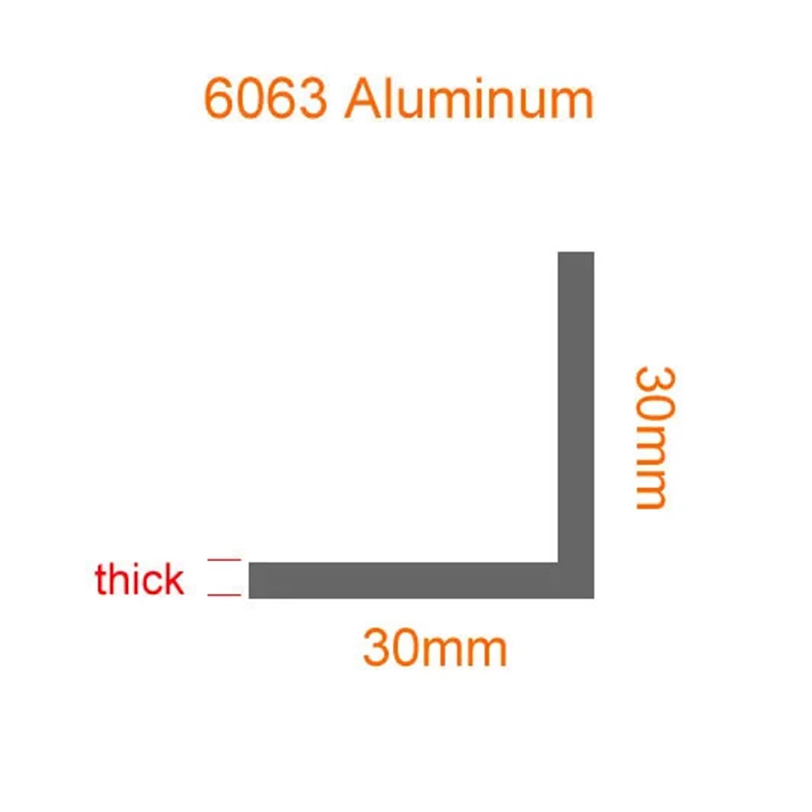 Ángulo de aluminio Borde de aleación aluminio en forma L 1 pieza | Aluminio 6063 en ángulo recto Resistente al óxido Plata ligera(500MM_THICK 4MM)