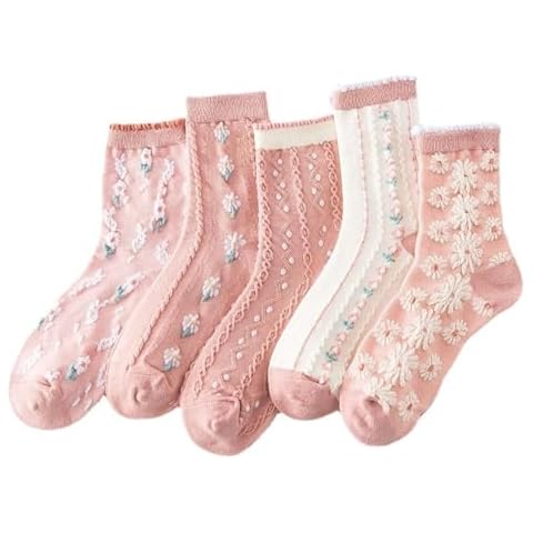 FORJMMP Vintage Floral Cotton Crew Socks Cover