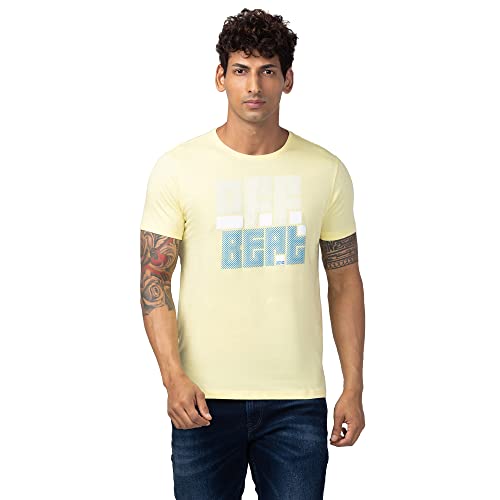 Image of Spykar Round Neck Half Sleeves Cotton Blend Slim Fit T-Shirt for Men