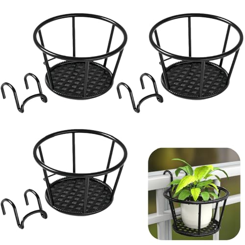 RoastMe バルコニーの手すりフックフラワーラック吊りフェンス 窓辺屋外 バスケット錬鉄製フラワーポットハンガープラントホルダー 吊り下げ 植木鉢 ガーデンスタンド 園芸ラック ハンギングバスケット 吊り棚 ベランダ バルコニー 家庭菜園 観葉植物 フ