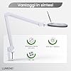 Lumeno LED lampada d'ingrandimento 7218GR con lente in vero vetro da 127 mm, lampada da lavoro e cosmetica, per estetista, hobbisti, ausilio alla lettura, 8 diottrie grigio