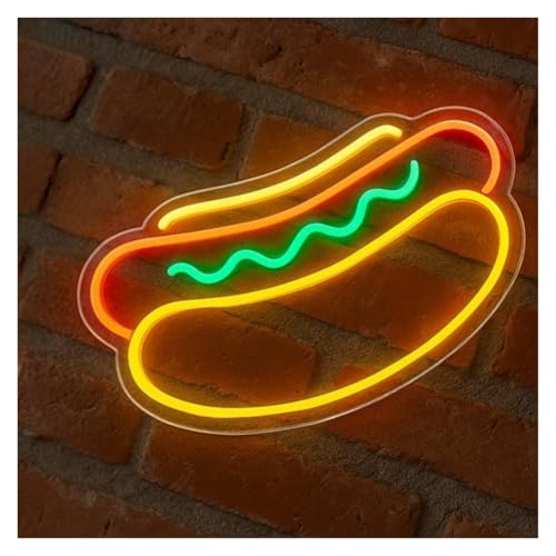 MINGYTN Decoración Lámparas Luz De Neón De Perrito Caliente Para Restaurante, Negocio, Tienda De Comida Rápida, Hotel, Club, Decoración, Letrero Iluminado Con USB Regulable 38cm
