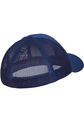 Image of Flexfit Trucker Mesh Fitted Cap | 6-Panel, Mid-Profile, Stretchable Mesh Backing, Flexfit Sweatband, Curved Visor, Silver Undervisor
