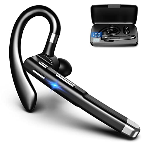 Ghzste Auriculares Manos Libres Giratorios Inalámbricos Bluetooth de un Oído con Estuche de Carga con Pantalla de Batería para Conducir, Oficina y Negocios (520 Segunda generación)